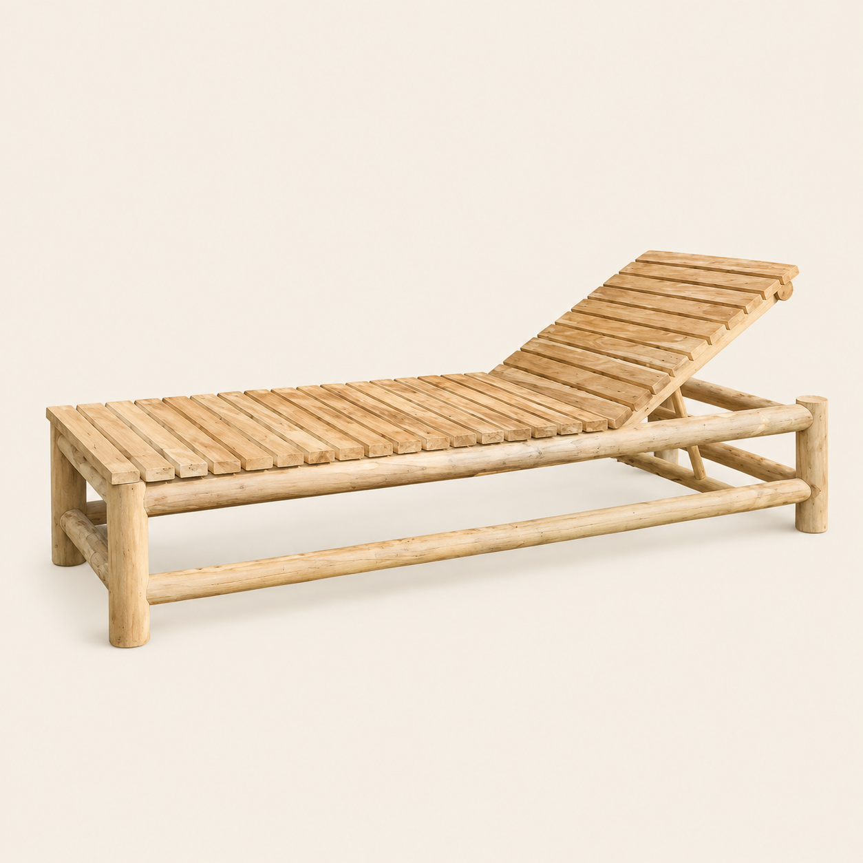 Teak Sun Lounger | Solid Teak Adjustable Back | 195x80x38 cm