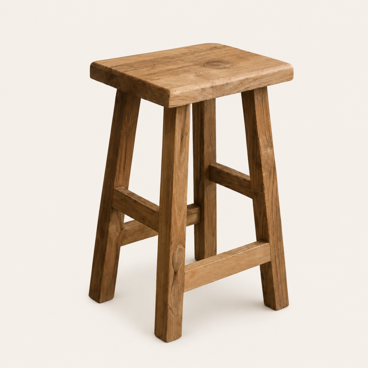 Solid Teak Bar Stool | Natural Handmade Design | 65x45x35 cm