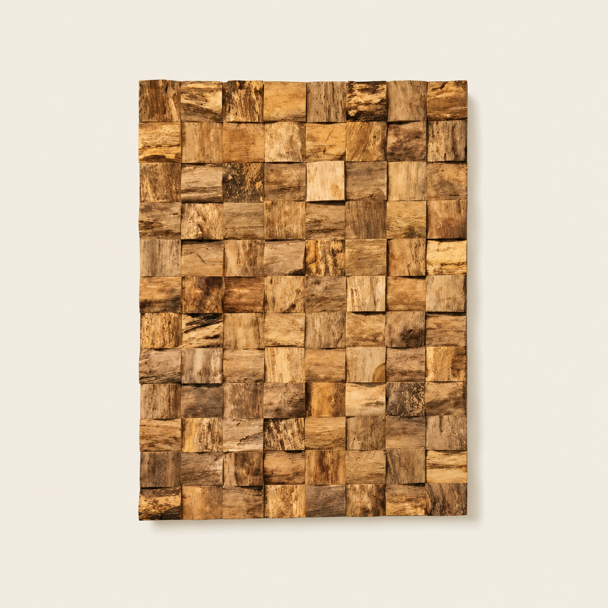 Dekorative Teakholz-Wandkunst | Handgefertigtes Holzpaneel | 100x60 cm