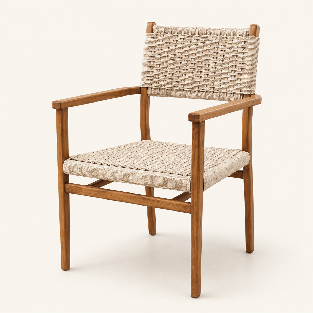 Teak Rope Armchair | Solid Teak & Natural Rope | 80x50x55 cm