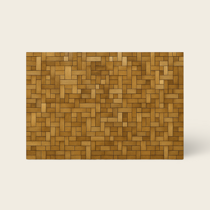 Mosaic Teak Wall Art | Geometric Panel | 120x80 cm