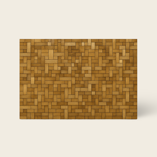 Mosaic Teak Wall Art | Geometric Panel | 120x80 cm