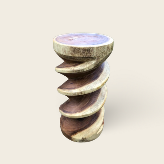 Twisted Trunk Stand | Hand-Carved Teak Pedestal | 60x30 cm