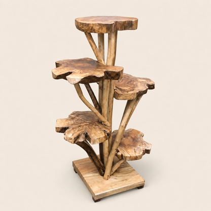 Teak Slice Stand | Solid Wood Handmade | Natural Display Pedestal | 120cm