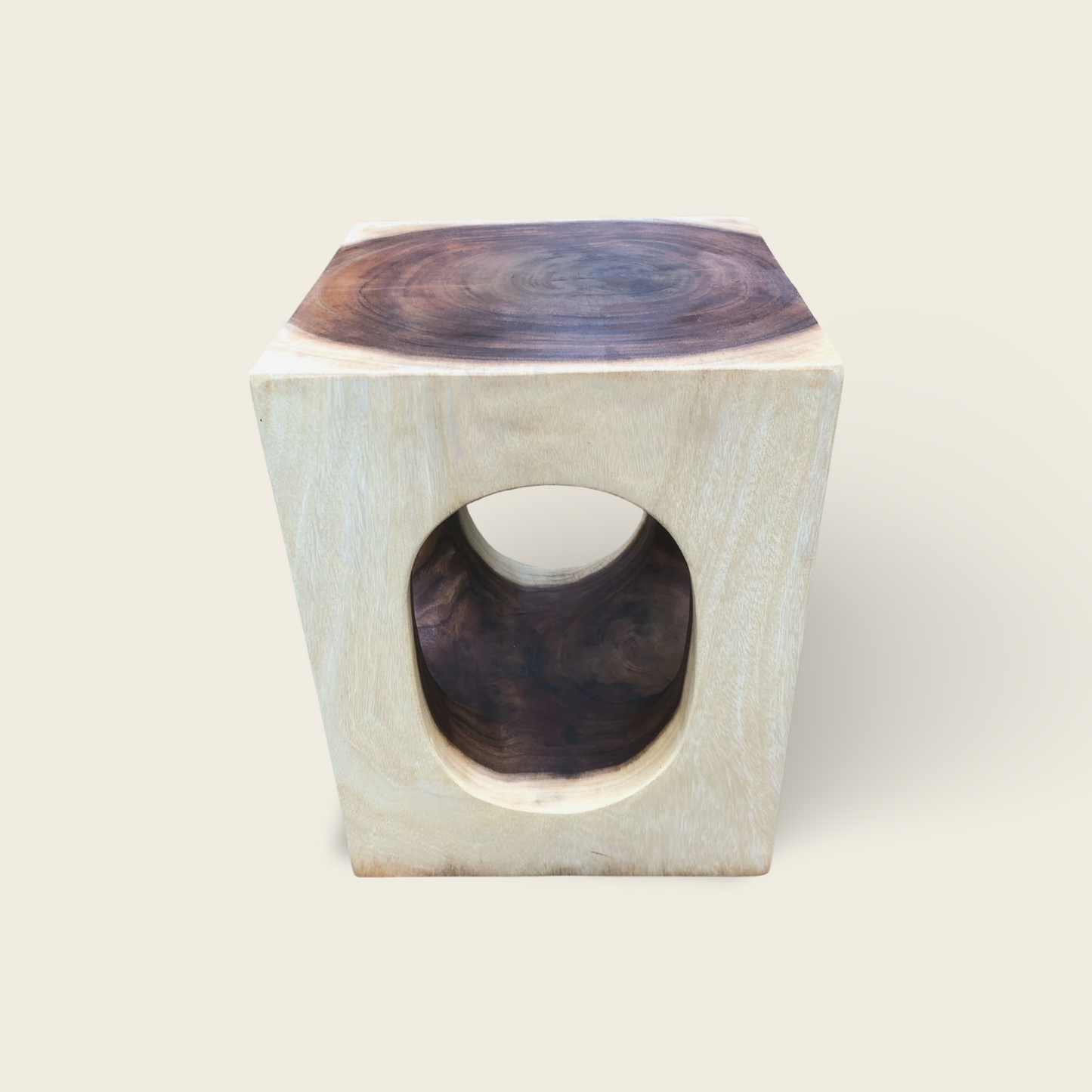 Wood Stool | Solid Tree Trunk Handmade | Natural Rustic Seat | 45x35x35cm