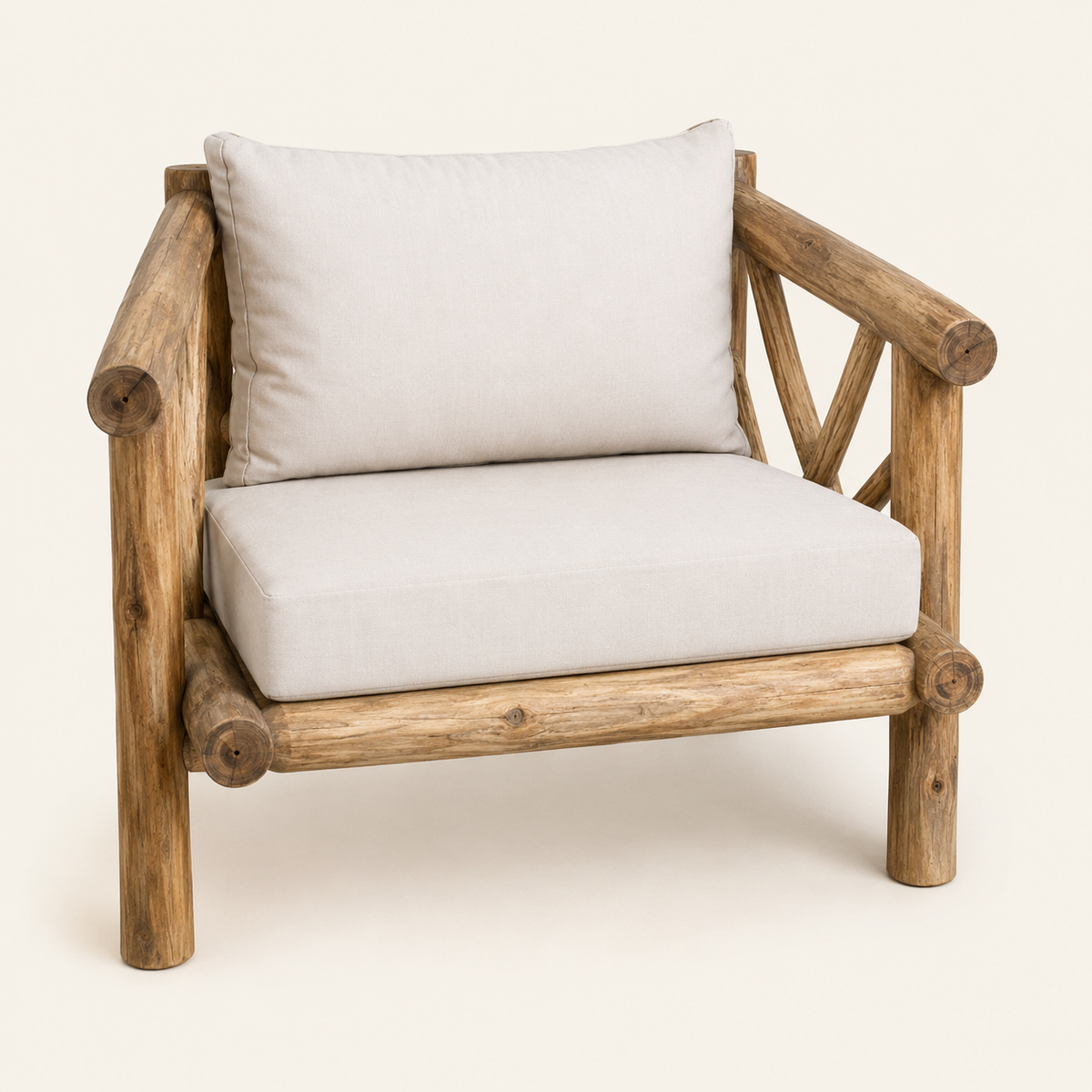 Indonesian Teak Armchair Pair | Side Table Set | 70x70x70 cm