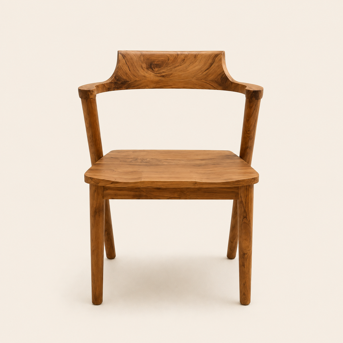 Stapelbarer Teak-Stuhl | Kurze Armlehnen & massive Sitzfläche | 77x50x63 cm