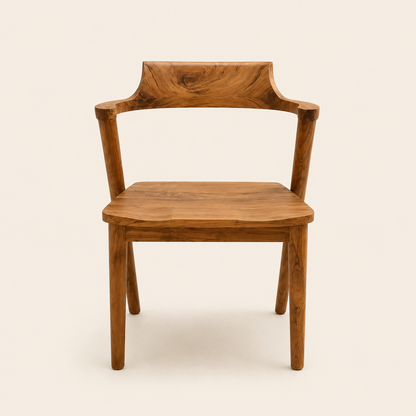 Stapelbarer Teak-Stuhl | Kurze Armlehnen & massive Sitzfläche | 77x50x63 cm