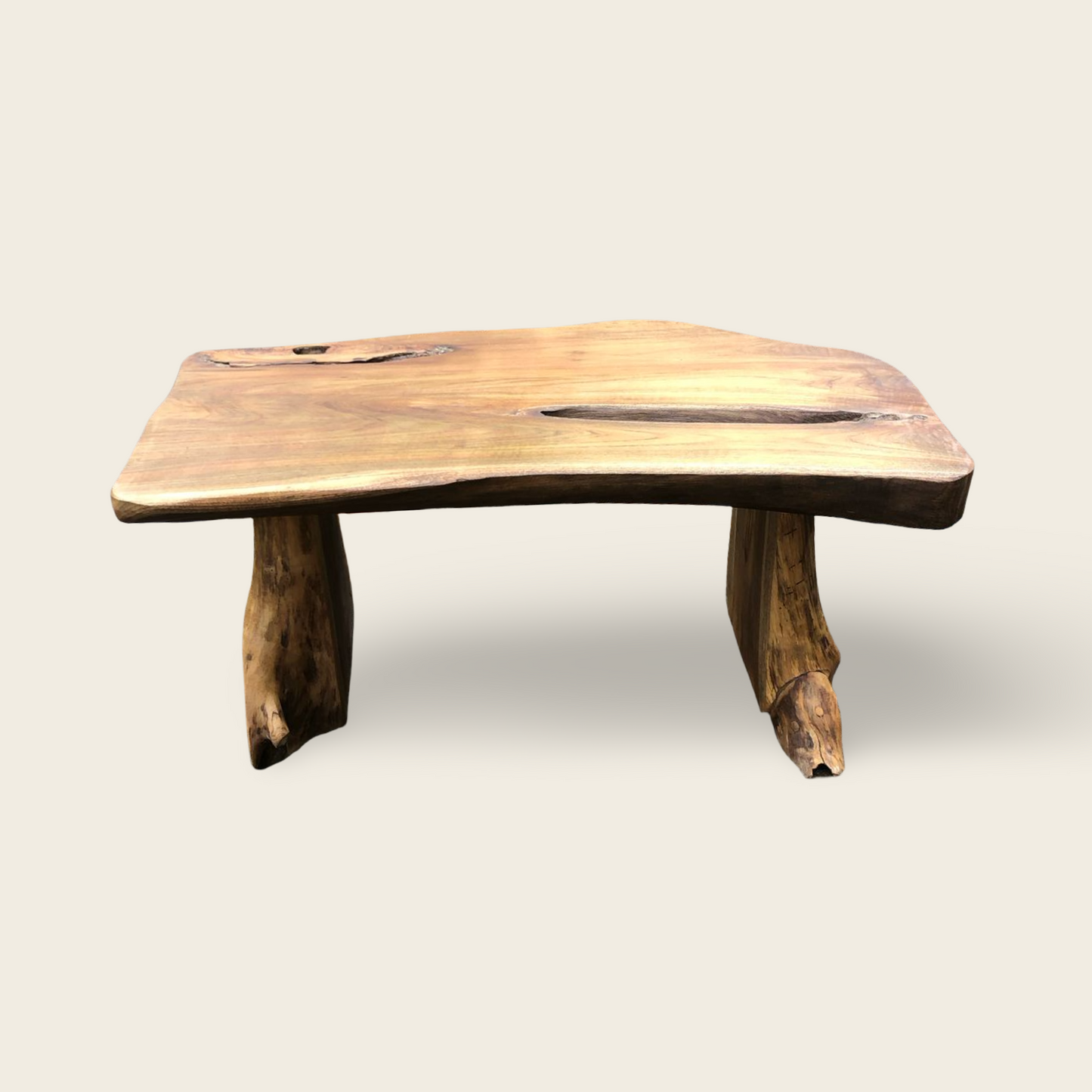 Teak Root Bench | Solid Wood Handmade | Natural Organic Finish | 75x45x35cm