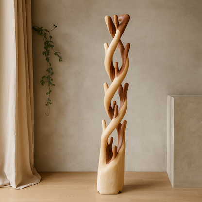 Decorative Tree Trunk Stand | Natural Solid Wood | Organic Display Hanger | 180cm