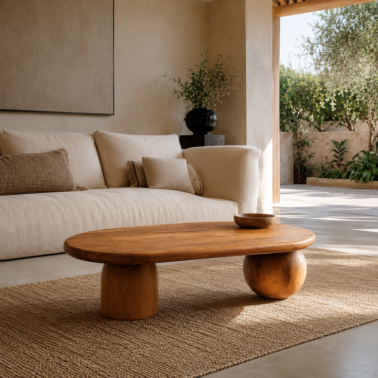 Teak Coffee Table | Sculptural Design | 120x60x35 cm