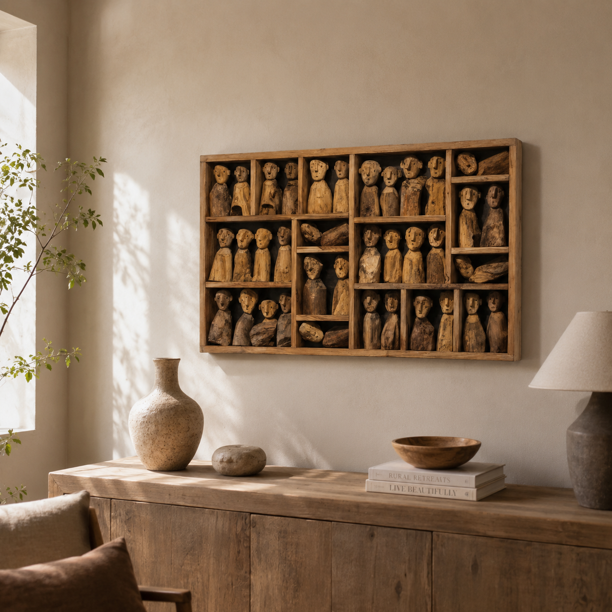 Decorative Wall Art | Solid Teak Panel JBF-281 | 100x60 cm