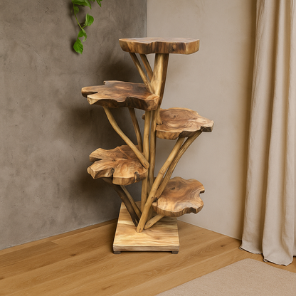 Teak Slice Stand | Solid Wood Handmade | Natural Display Pedestal | 120cm