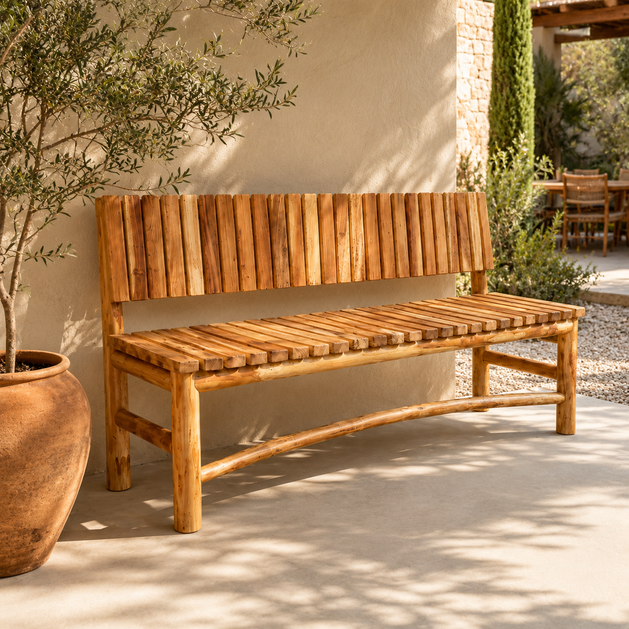 Veranda Teak Bench | Slatted Backrest Design | 76x45x180 cm