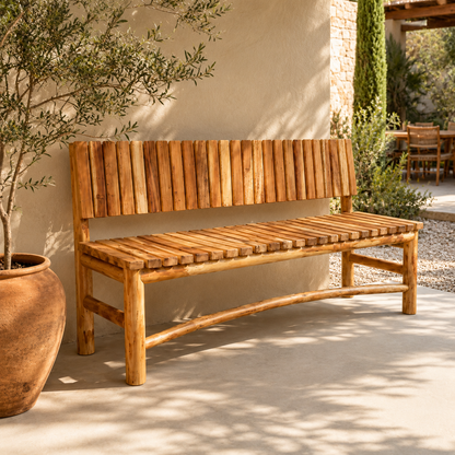 Veranda Teak Bench | Slatted Backrest Design | 76x45x180 cm
