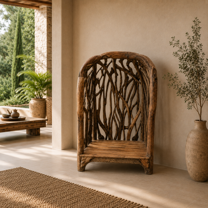 Teak Gazebo Bench | Handcrafted Root Design | 200x120x120 cm