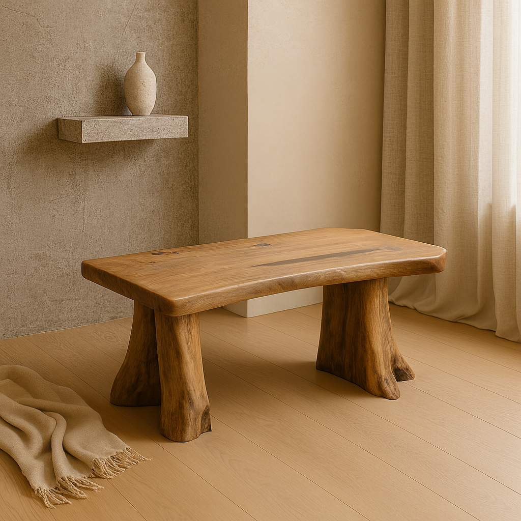 Teak Root Bench | Solid Wood Handmade | Natural Organic Finish | 75x45x35cm