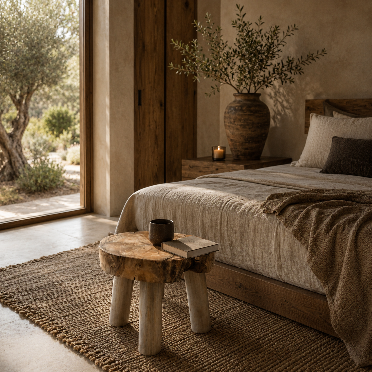 Veda Rustic Stool | Solid Teak | 35x30  cm