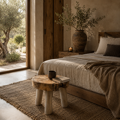 Veda Rustic Stool | Solid Teak | 35x30  cm