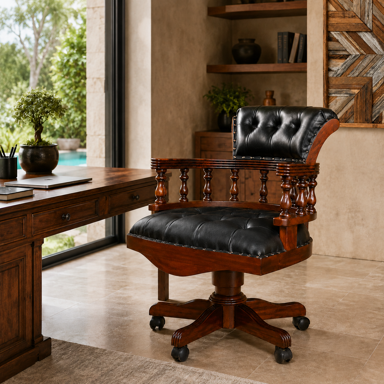 Mahogany Office Chair | Captain Chair | 98x65x65 cm