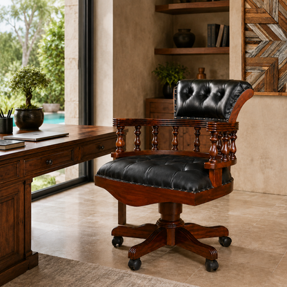 Mahogany Office Chair | Captain Chair | 98x65x65 cm