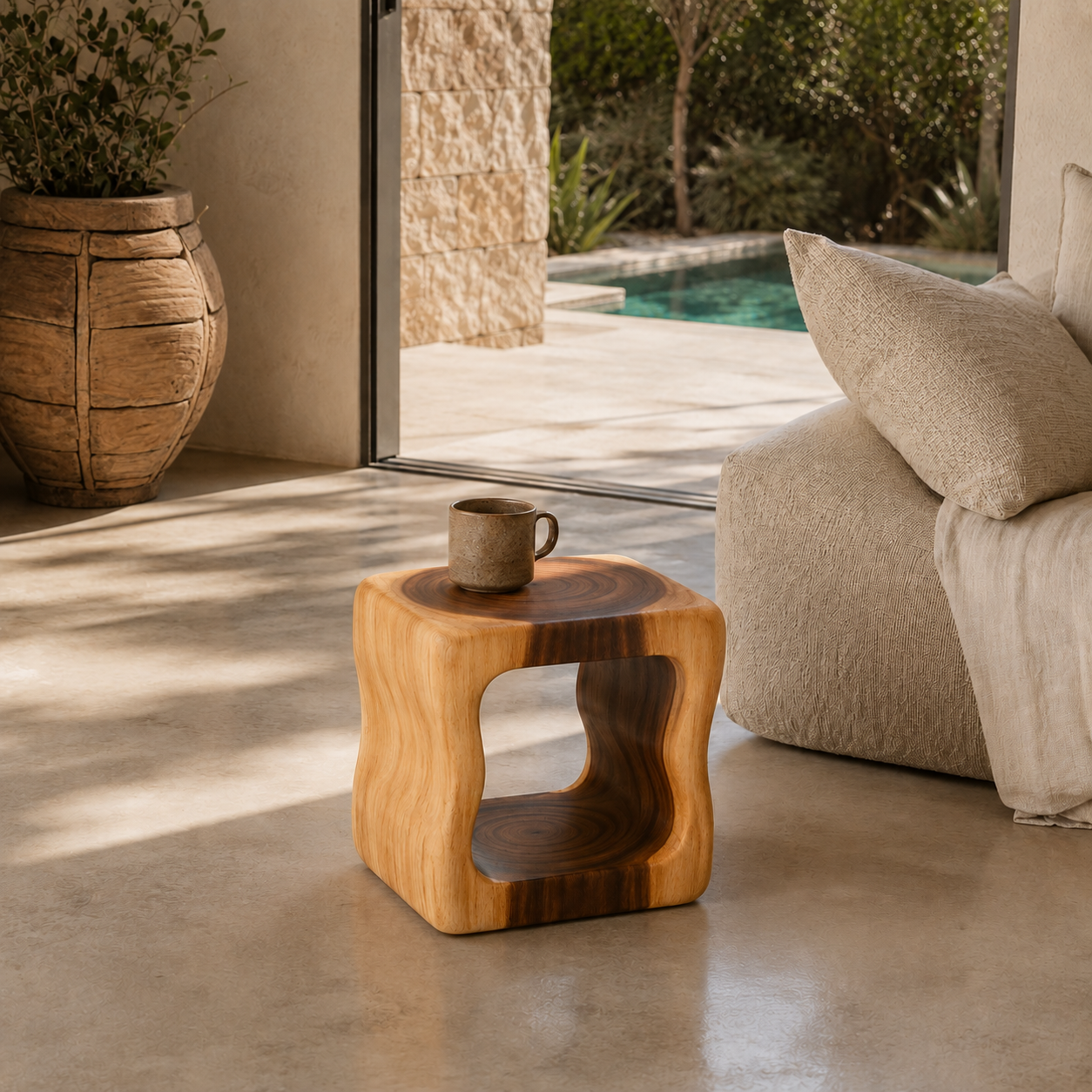 Tree Trunk Stool | Natural Wood Accent Piece | 45x40x30 cm