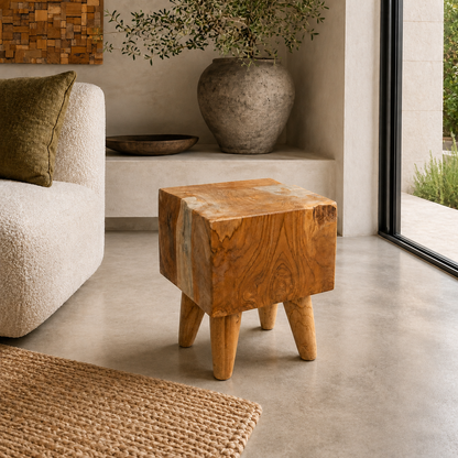 Teak Couchtisch | Handgefertigt Mid-Century | 40x30x30 cm