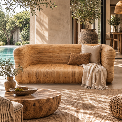 Woven Bamboo Sofa | Handcrafted Natural Style | 180x90x90 cm