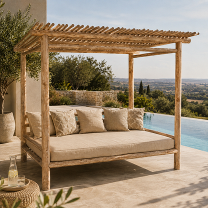 Teak Gazebo Daybed | Premium Canopy Lounger | 220x130x200 cm