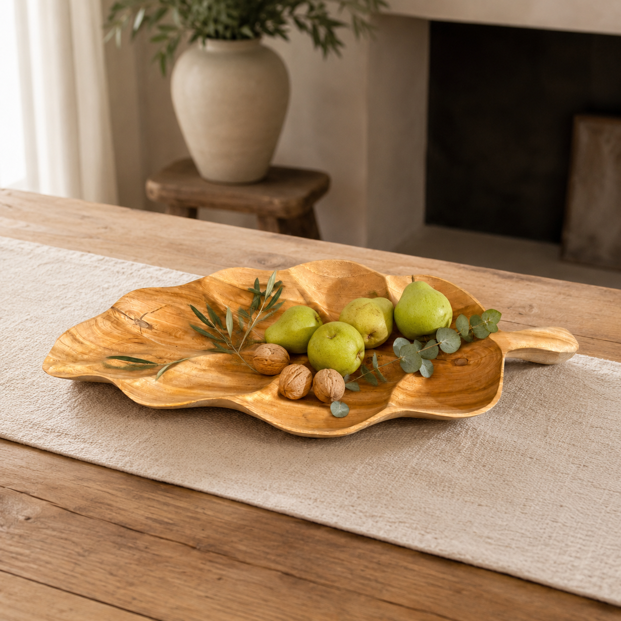 Teak Leaf Serving Bowl | Handmade | 53x22x5 cm
