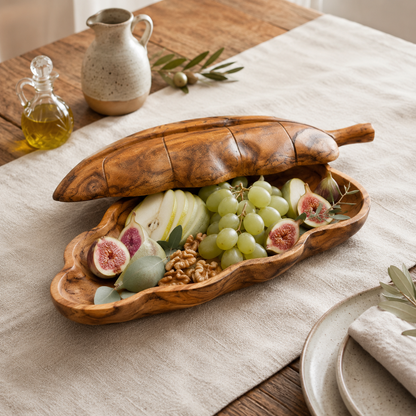 Teak Leaf Bowl with Lid | Handmade | 50x22x11 cm