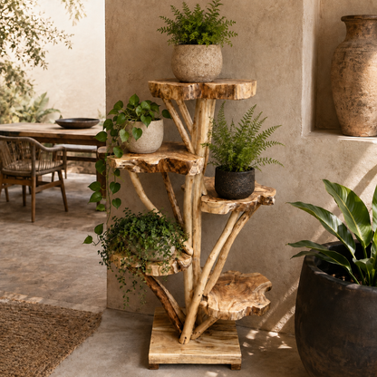Teak Slice Stand | Solid Wood Handmade | Natural Display Pedestal | 120cm