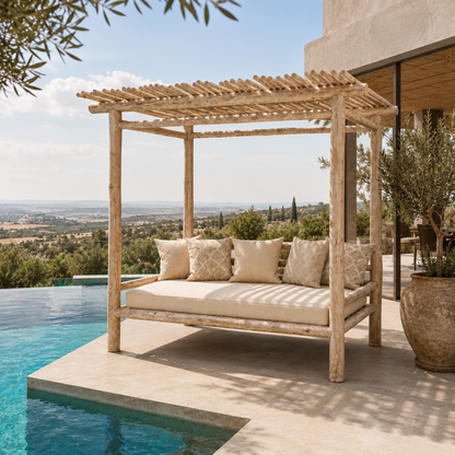 Teak Gazebo Daybed | Premium Canopy Lounger | 220x130x200 cm
