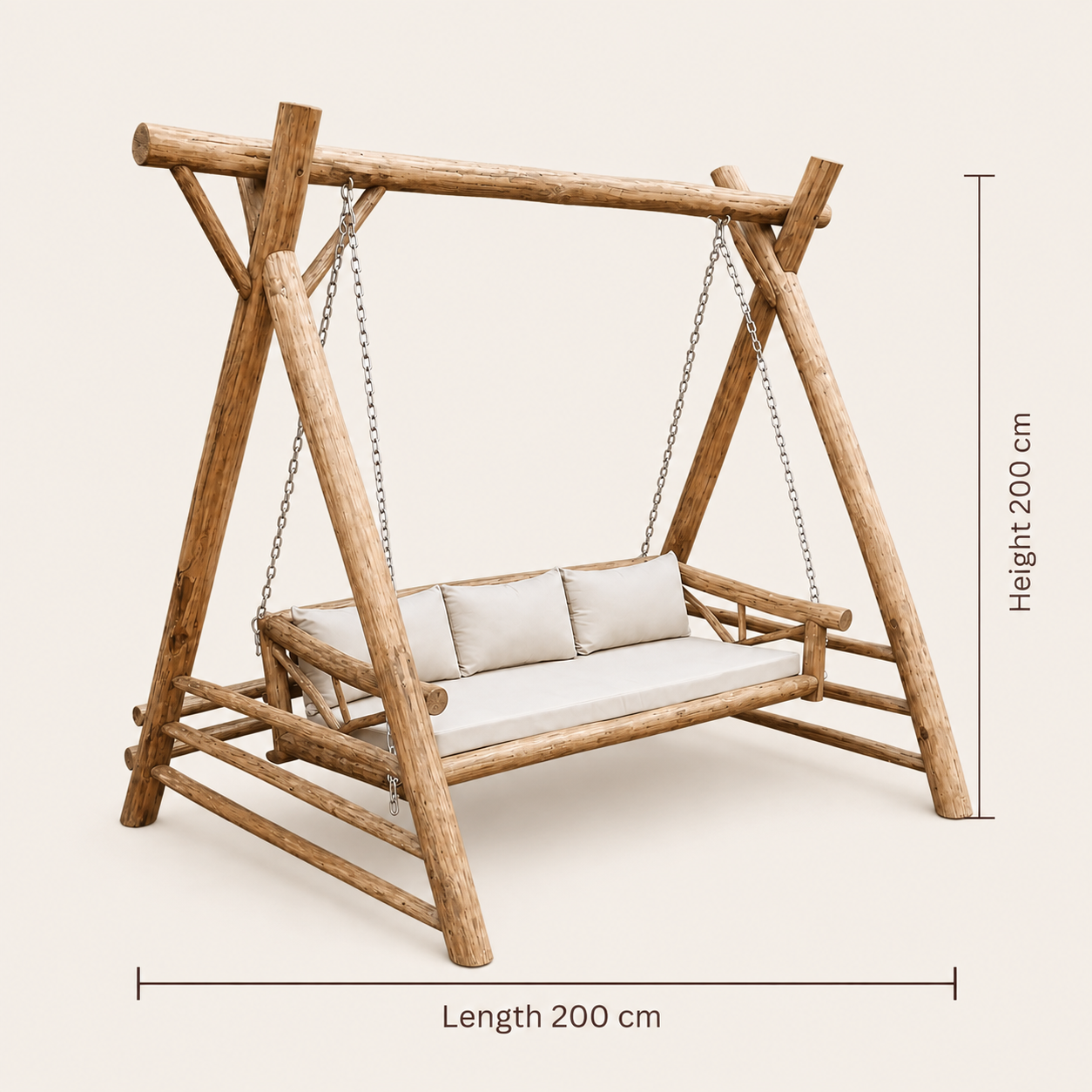 Teak Garden Swing | Twisted Design | Solid Teak | 200x200 cm