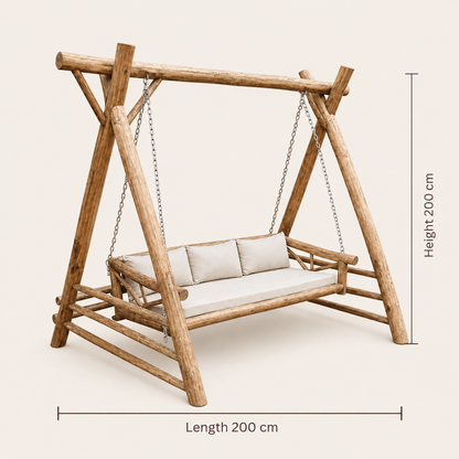 Teak Garden Swing | Twisted Design | Solid Teak | 200x200 cm