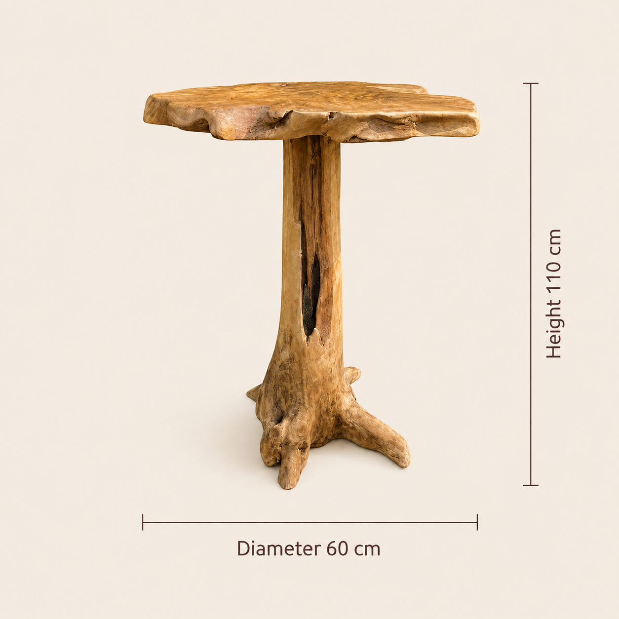 Teak Root Bar Table | Solid Teak Root Design | 110x60x105 cm