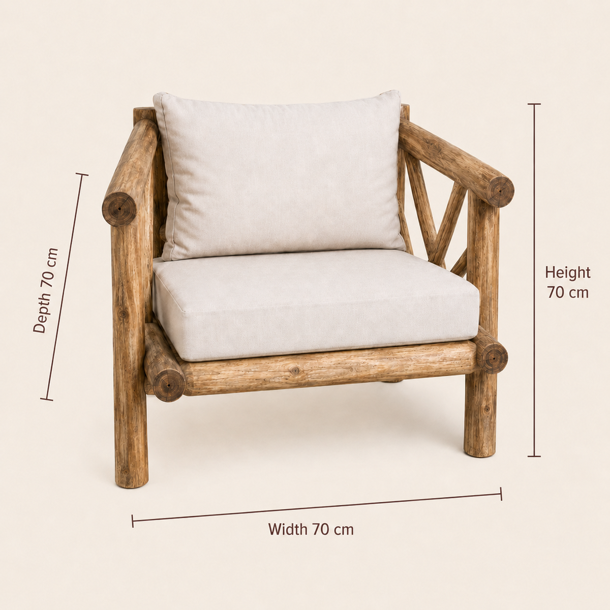 Indonesian Teak Armchair Pair | Side Table Set | 70x70x70 cm