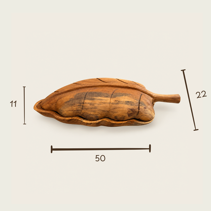 Teak Leaf Bowl with Lid | Handmade | 50x22x11 cm