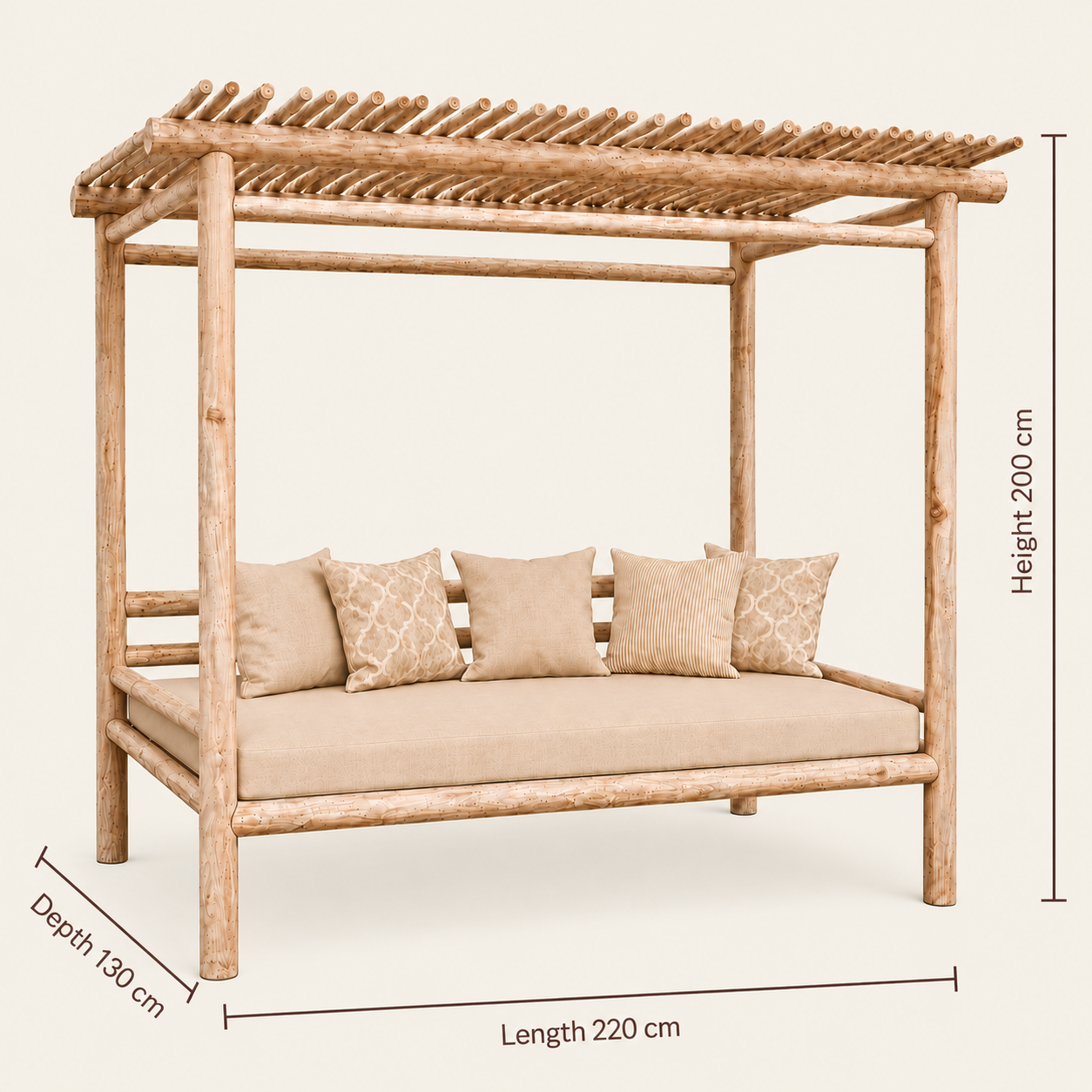 Teak Gazebo Daybed | Premium Canopy Lounger | 220x130x200 cm