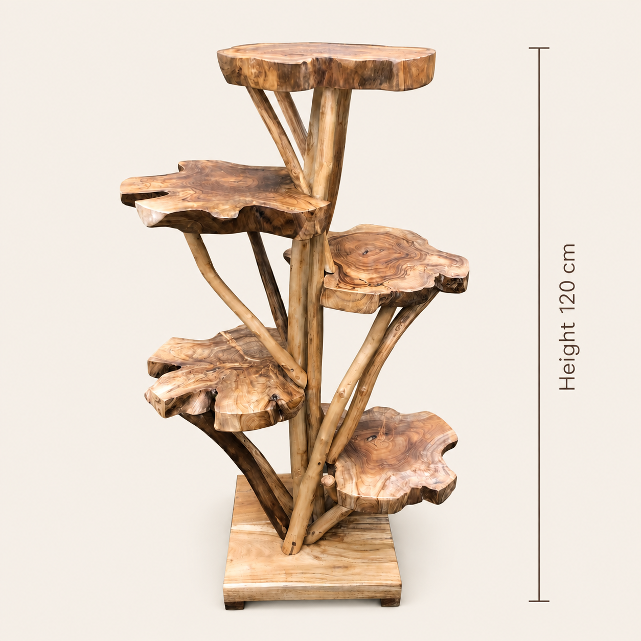 Teak Slice Stand | Solid Wood Handmade | Natural Display Pedestal | 120cm