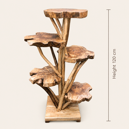Teak Slice Stand | Solid Wood Handmade | Natural Display Pedestal | 120cm