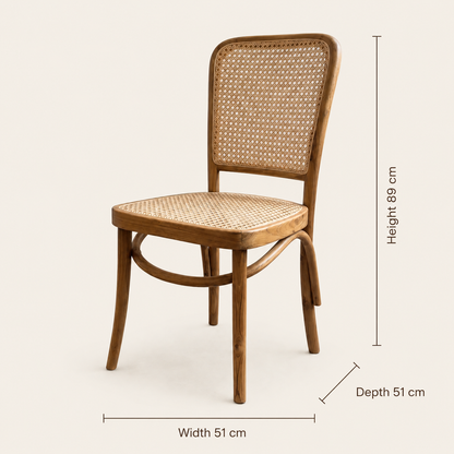 Handmade Teak Chair | Vinyl Wicker Seat & Back | 51x51x89 cm