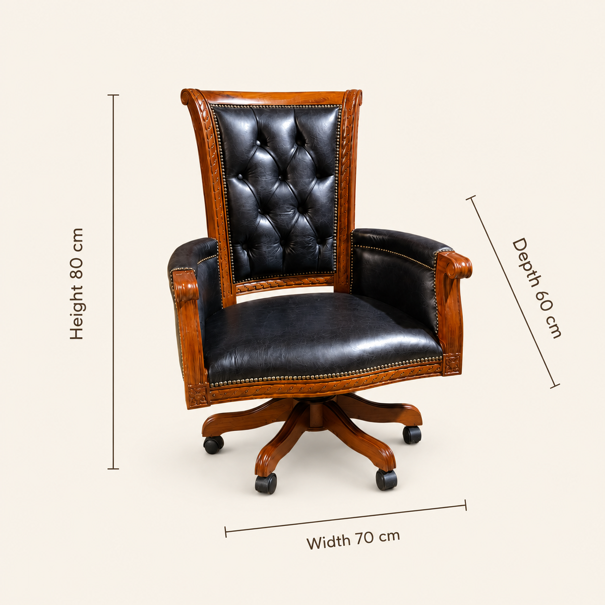 Luxury Office Chair | Genuine Leather | Selina | 80x60x70 cm