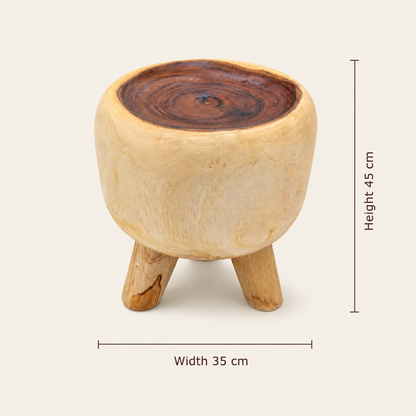 Holzhocker | Massiver Baumstamm Handgefertigt | 45x35 cm