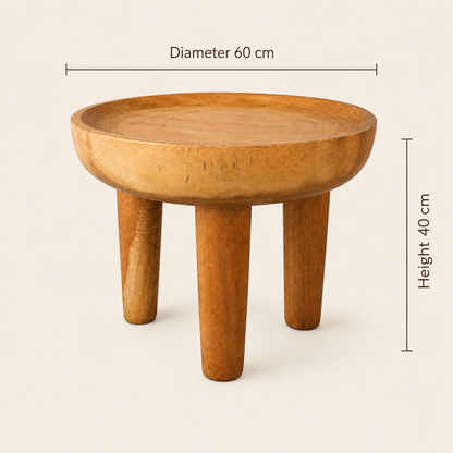 Teak Couchtisch | Runde Tablettplatte | Handgefertigt | 60x40 cm