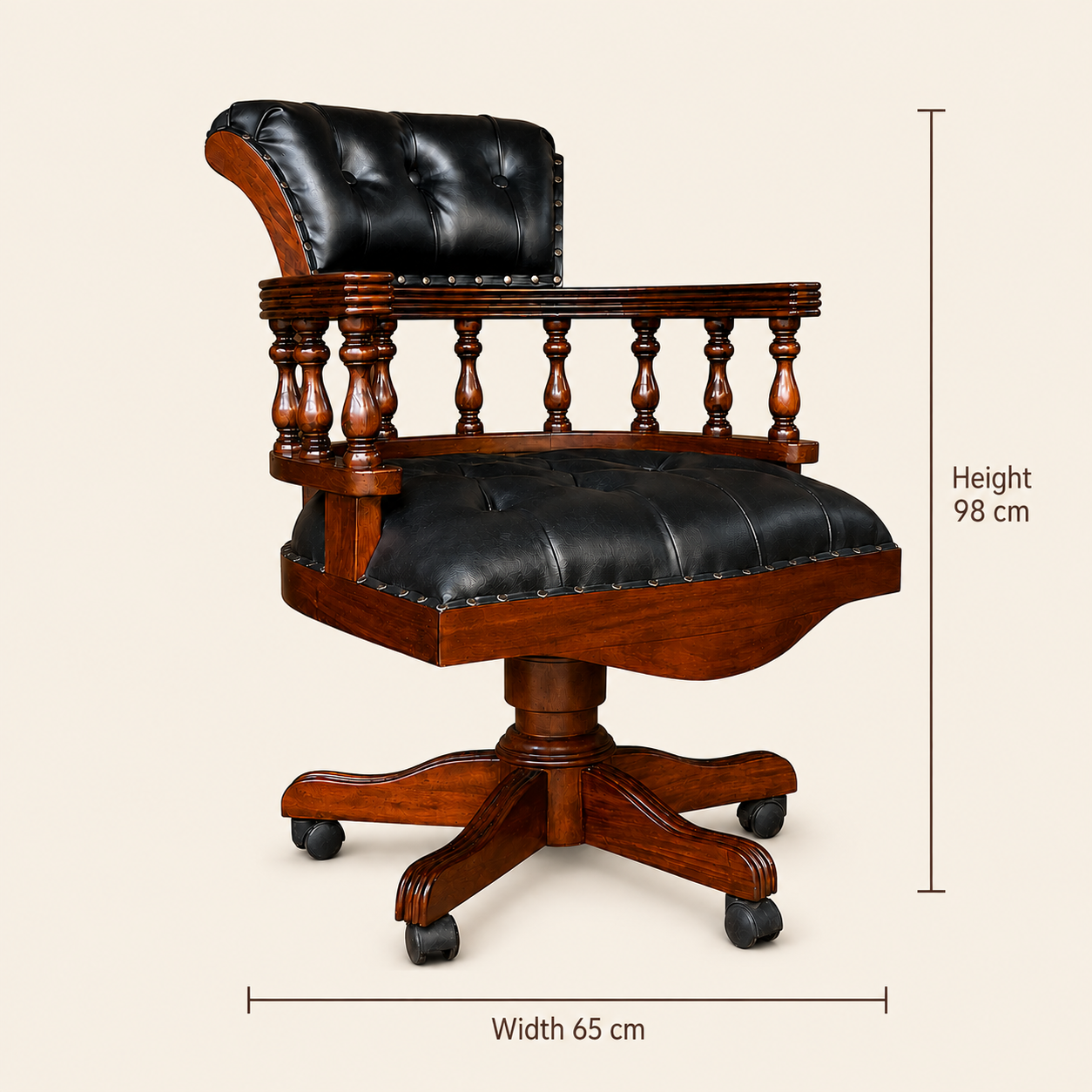 Mahogany Office Chair | Captain Chair | 98x65x65 cm