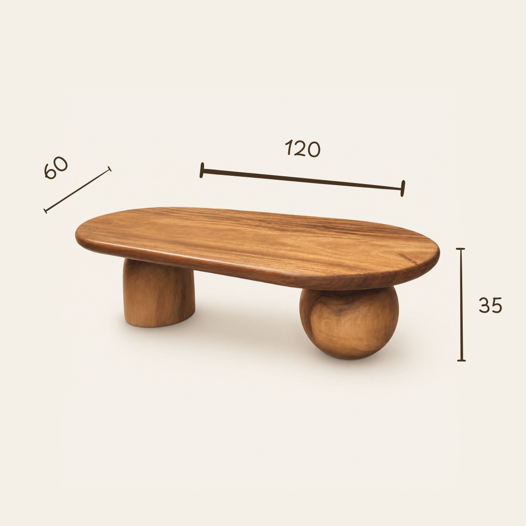 Teak Coffee Table | Sculptural Design | 120x60x35 cm