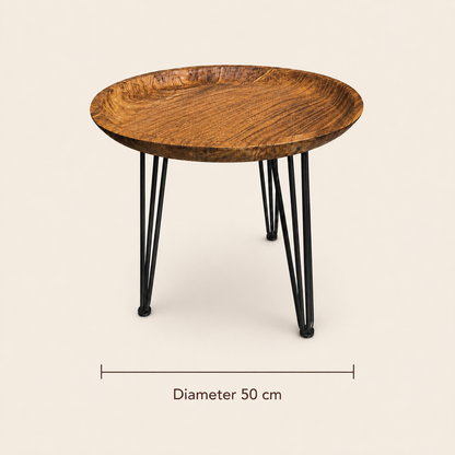 Teak-Beistelltisch | Hairpin Legs | Handgefertigt | 50 cm