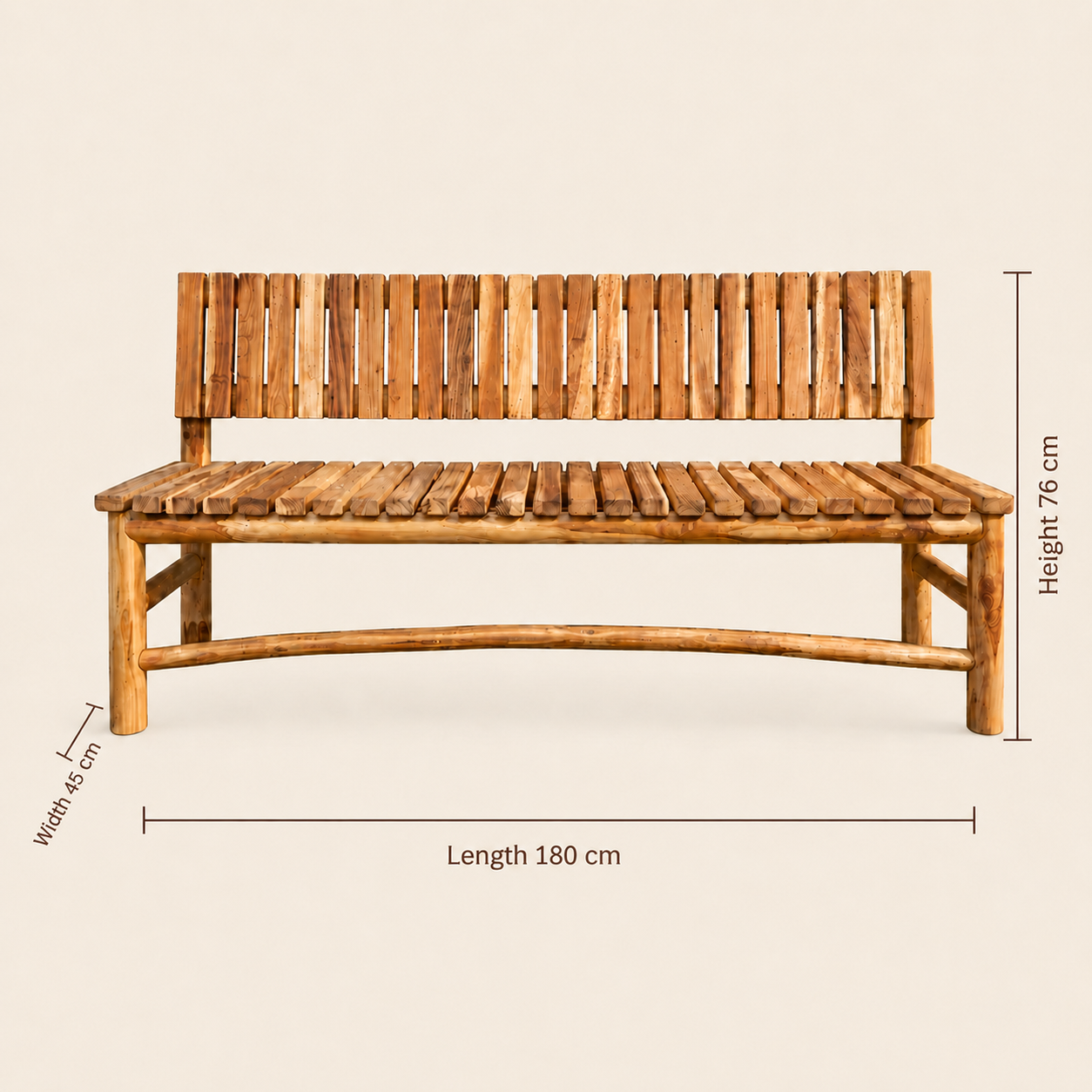 Veranda Teak Bench | Slatted Backrest Design | 76x45x180 cm