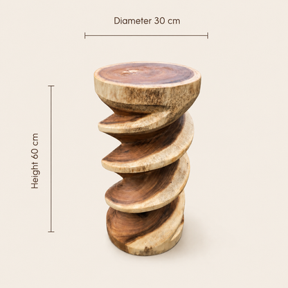 Twisted Trunk Stand | Hand-Carved Teak Pedestal | 60x30 cm